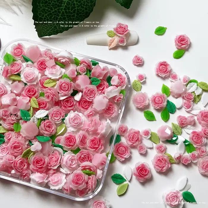 Breloques 3D Rose pour Nail Art, 50 pièces/20 pièces, résine camélia japonaise Kawaii, décorations e