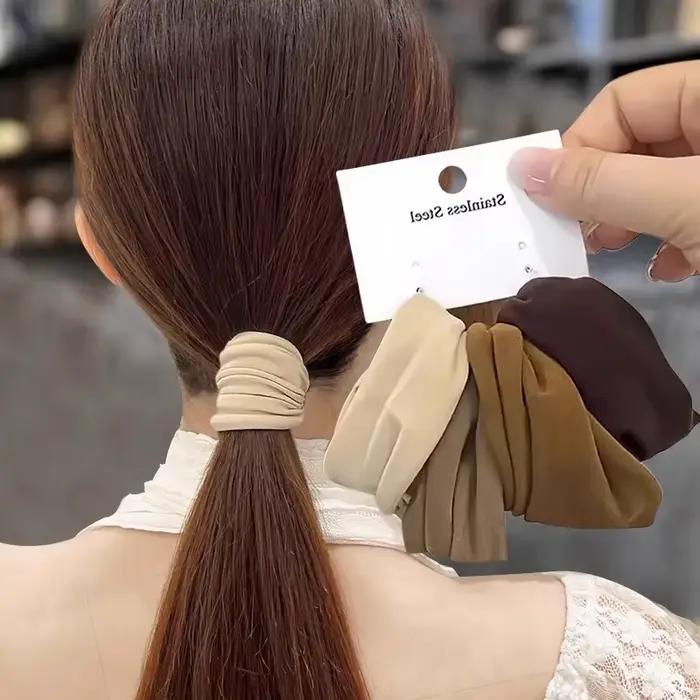 Lot de 4 chouchous solides très extensibles et larges pour femmes, attaches pour queue de cheval, él