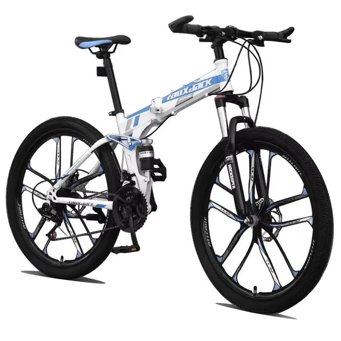 VTT de montagne pliable 26 pouces cadre acier haute teneur en carbone 21 vitesses pour randonnées camping et voyages en plein air