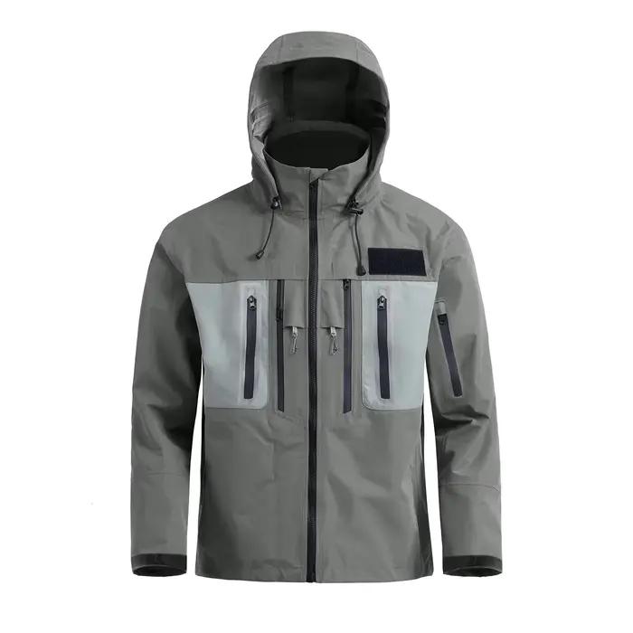 Veste imperméable à capuche pour hommes, pêche à la mouche, randonnée, 3 couches, vêtements coupe-ve
