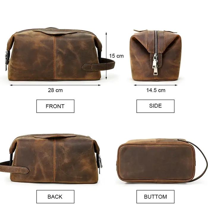 Contact's Crazy Horse – trousse à cosmétiques en cuir pour hommes, trousse de toilette, pochette de