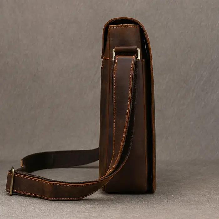 Sac messager Vintage en cuir véritable pour hommes, sac à bandoulière épais en cuir de vache, petit