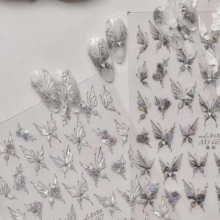 Gelée papillon 5D Nail Art autocollant strass cristal charmant brillant insectes animaux bricolage a