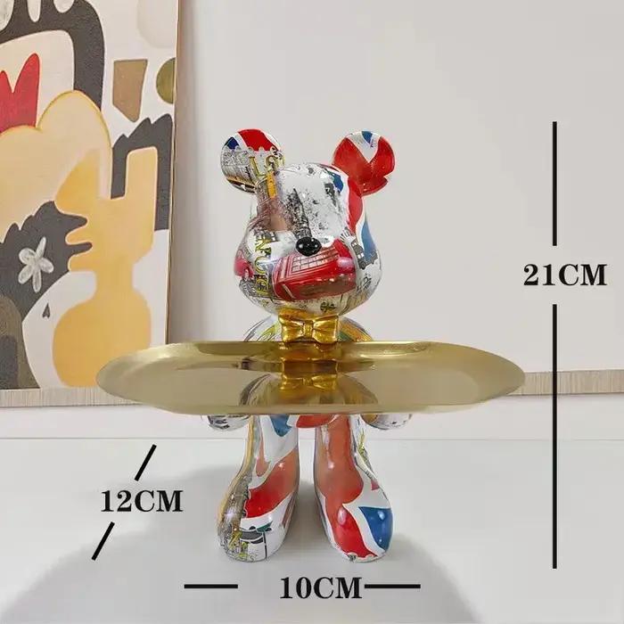 Figurine d'ornement d'ours Graffiti 21cm, décoration de maison, Statue d'animal, étagère de rangemen
