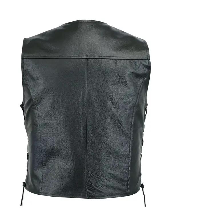 Gilet en cuir Punk mode manteau décontracté moto gilet hommes solide gilet flotte