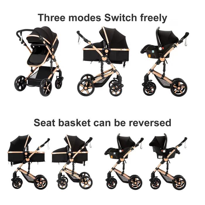 Poussette bébé poussette 3 en 1 système de voyage landau léger de naissance tout-Terrain bébé Buggy