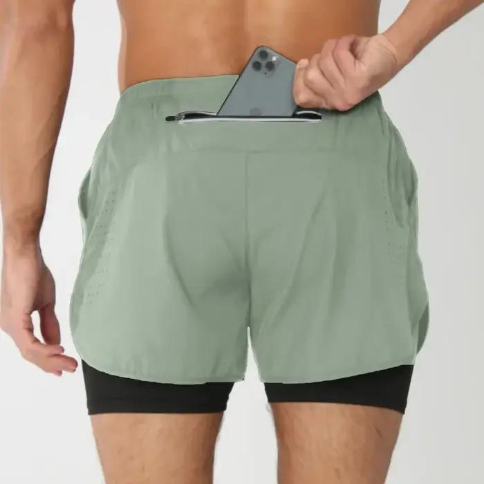 Shorts de course pour hommes, double couche, pour la gym et le fitness, pantalons de sport d'été à s