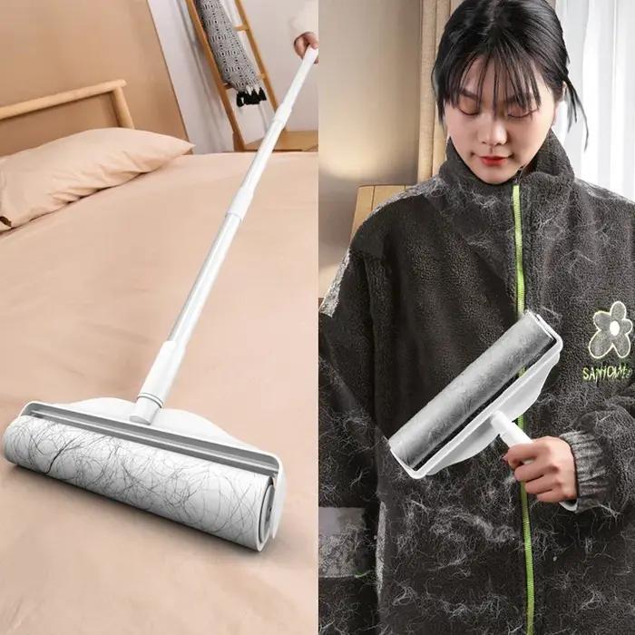 Brosse à rouleau anti-peluches à Long manche, rouleau rétractable pour enlever les poils d'animaux,