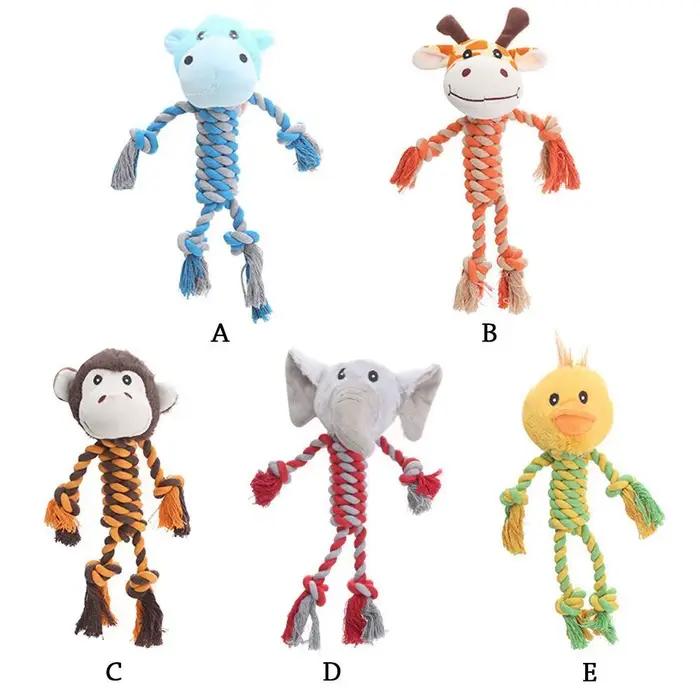 Jouet grinçant pour petits chiens de compagnie, peluche douce à mâcher, forme d'animal en peluche, U