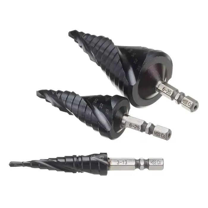 Foret étagé revêtu de TiAlN au Cobalt HRC89 M35, tige hexagonale de 1/4 pouces, ouvre-trou de perçag