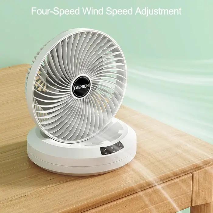 Nouveau ventilateur de bureau pliable à tête oscillante, ventilateur électrique rechargeable portabl