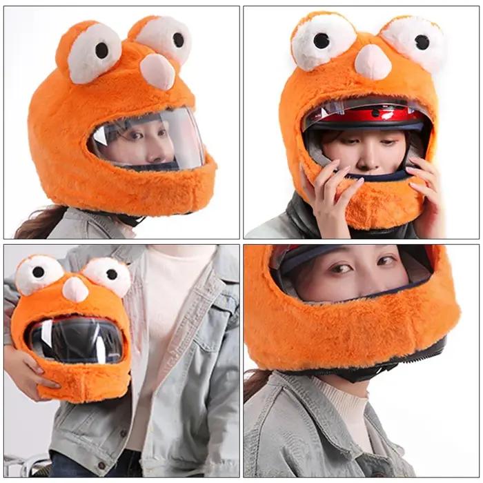 Housses de casque de moto, couverture de protection complète, en peluche, dessins animés amusants, p