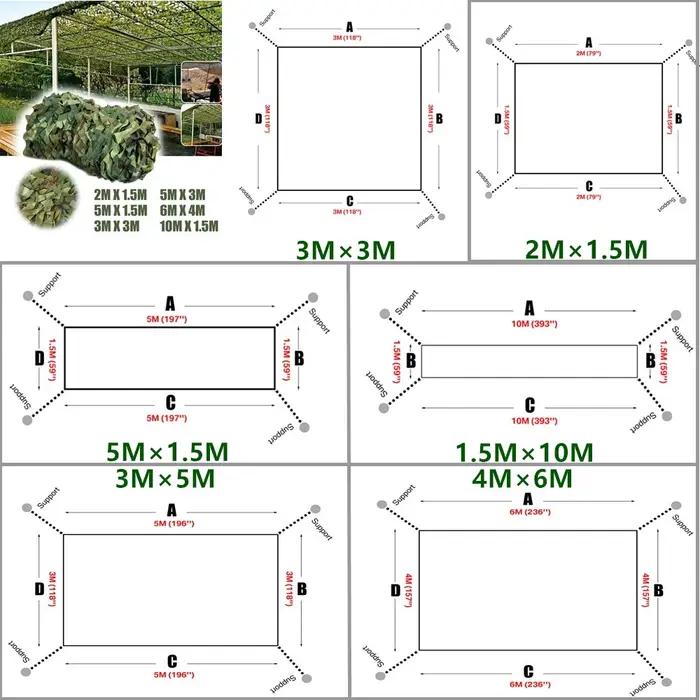 Filets de Camouflage de chasse 3M x 5M/4M x 6M, filet de Camouflage d'entraînement en forêt, couvert