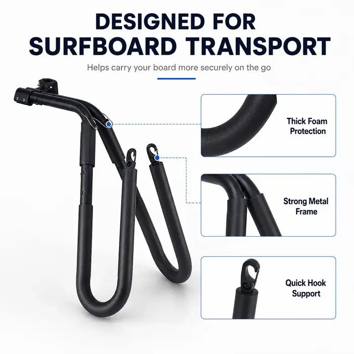 Support de transport pour vélo et kayak, support pliable et réglable avec bras rembourrés pour canoë, paddleboard, planche de surf et équipement de transport extérieur