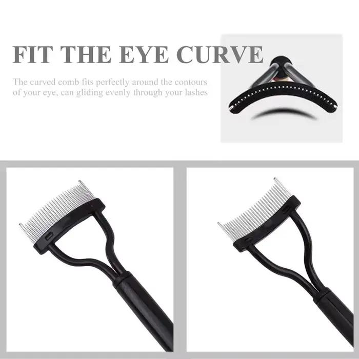 Séparateur de cils pliant 2 en 1, dents métalliques droites, recourbe-cils, brosse, peigne, Mascara,