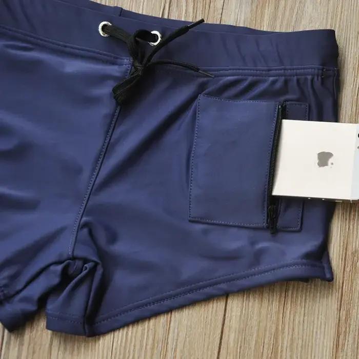 Maillot de bain pour hommes, avec poche zippée, Boxer, slip, jambe carrée, doublure en maille, short