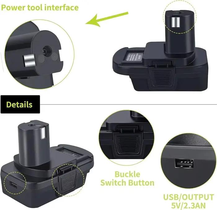 Adaptateur de batterie avec port USB pour Dewalt vers pour outils Ryobi pour batterie Milwaukee, con