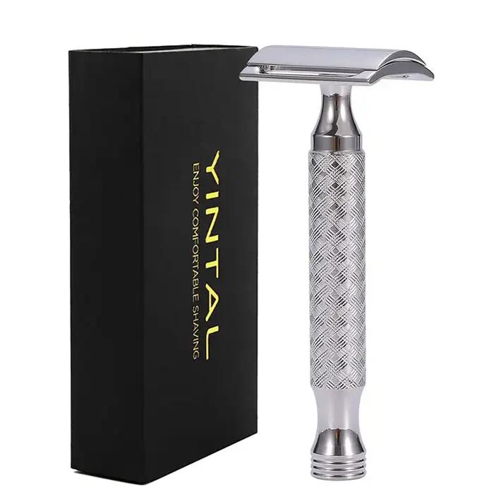 Rasoir manuel en acier inoxydable pour homme, rasoir de sécurité classique à double tranchant, CNC S