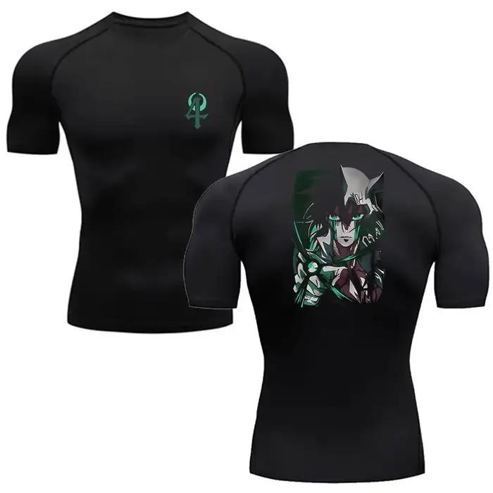 T-shirt de compression anime pour hommes - Haut de sport à séchage rapide pour fitness