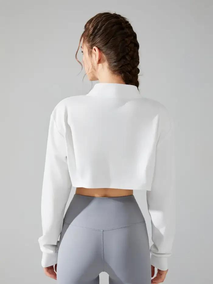 Veste sport femme manches longues - Haut court sexy yoga fitness respirant et doux
