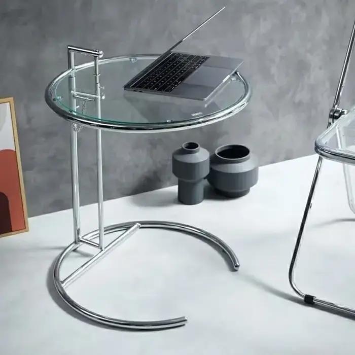 Tables basses en verre en acier inoxydable, meubles de salon nordiques, table d'appoint de balcon, t