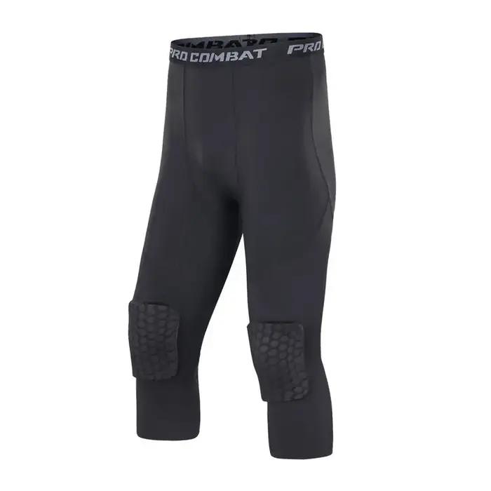 Pantalon court rembourré pour hommes, jogging, Compression élastique, survêtement, Football, basket-