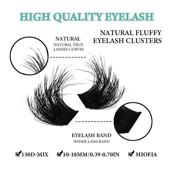 MIOFIA Faux cils épais et vaporeux en grappes 50D, 80D, 100D et 150D, effet naturel et duveteux, cil