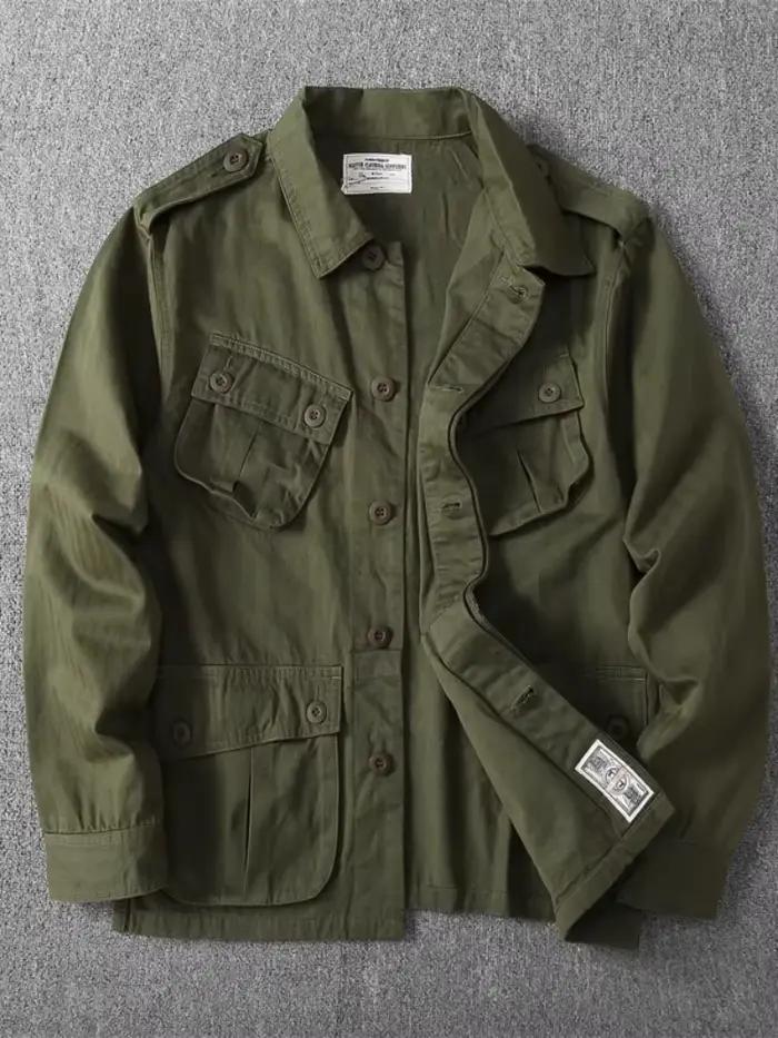 Veste Cargo Militaire Multi-Poches pour Homme, Manteau Délavé, 1603 Coton, Jungle Tropicale Américai