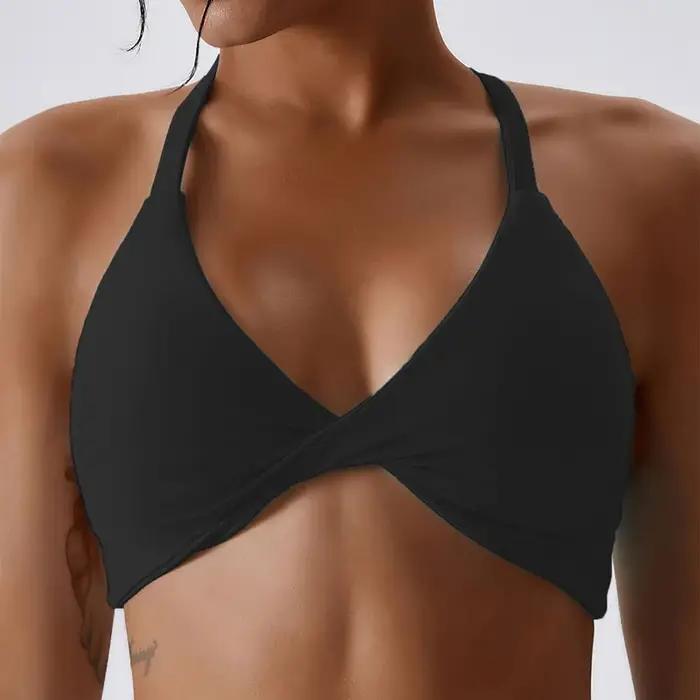 Soutien-gorge sport femmes Anfilia licou cou haute élastique amovible rembourré gym croisé bretelles dos