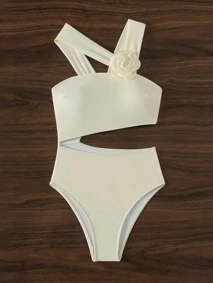 Maillot de bain une pièce sexy push-up évidé à fleurs 3D pour femme, collection été 2026, monokini d