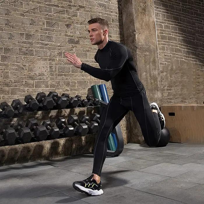 T-shirt de sport à manches longues pour homme, séchage rapide, musculation, course à pied, haut de c