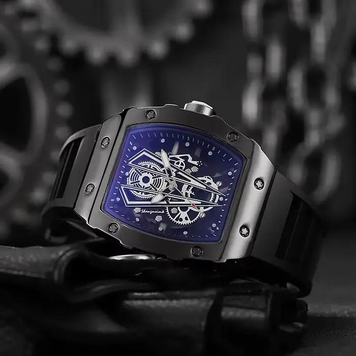 1/2 pièces mode hommes montres de luxe grand cadran montre à Quartz décontracté bracelet en Silicone