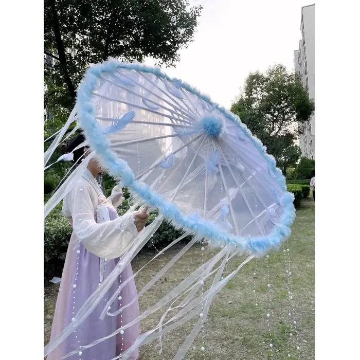LED chinois japon fil huilé papier soie tissu parapluie Costume ancienne princesse parapluie drame b