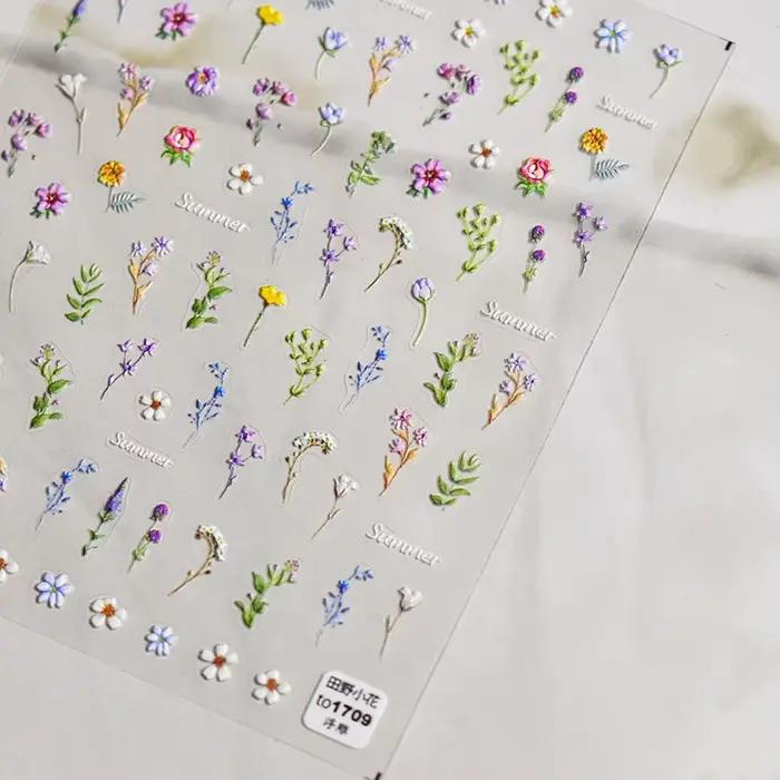 Autocollants pour ongles en forme de fleur, 1 pièce, feuille florale d'été, plante, décalcomanies co