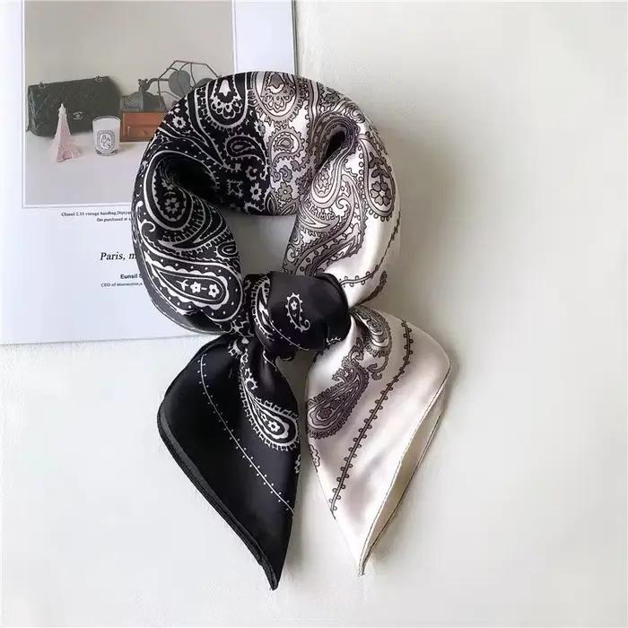 Foulard carré imprimé de luxe pour femmes, bandeaux de cheveux Hijab, foulard de la présidence, châl