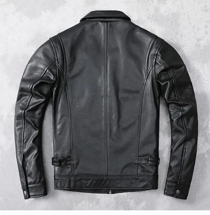 Veste en cuir véritable pour hommes, première couche de peau de vache, cuir pur de Style revers, lég