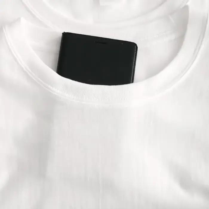 T-shirt à manches longues pour femmes, ample, col rond, polyvalent, blanc, 100% coton, confortable,