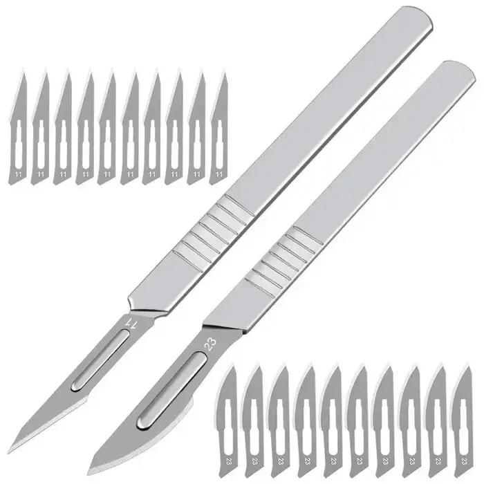 Scalpel métallique en acier au carbone, 11 #23 #, manche sphérique, bricolage, réparation de coupe,