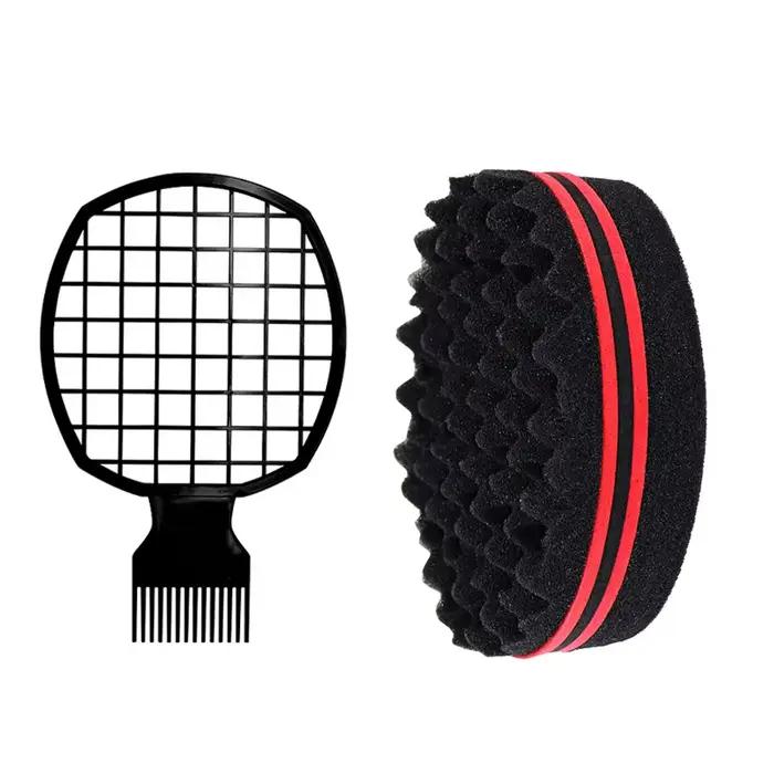 Éponge de peigne à cheveux Afro Twist, 2 pièces, brosse en éponge pour cheveux bouclés pour hommes e