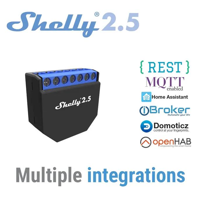 Shelly 2.5 maison intelligente Double relais WiFi interrupteur volet roulant Open Source sans fil po