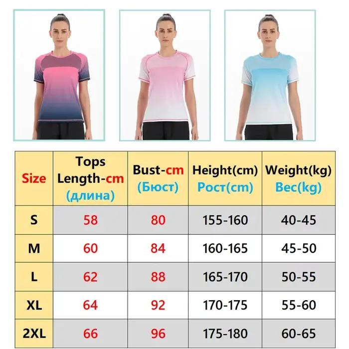 T-shirt sport femme manches courtes impression 3D - Chemise respirante élastique pour yoga et running