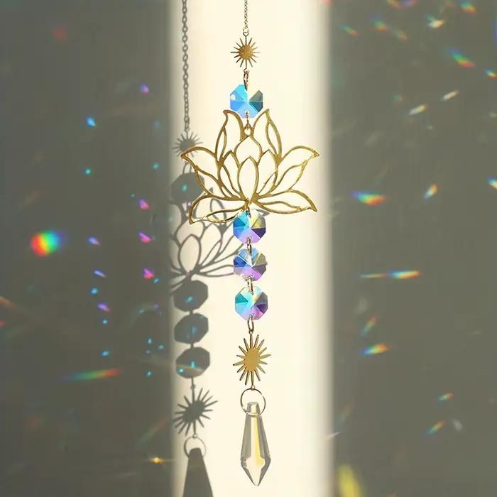 Attrape-soleil en cristal Élen métal Lotusand, breloque, fait à la main, adapté au vent de la maison