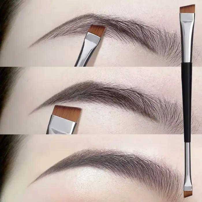Brosse à sourcils professionnelle, Eyeliner, lame à tête plate coudée, pinceaux de maquillage pour C