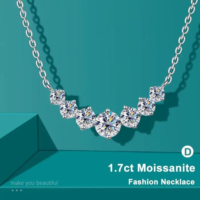 Collier Moissanite pour femme, bijoux fins de mariage avec certificats, plaqué argent Sterling 925,