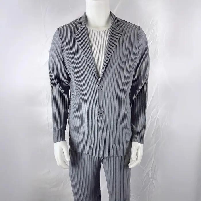 Miyake nouveau 2025 printemps costume à manches longues plissé plissé hommes veste revers plissé cou