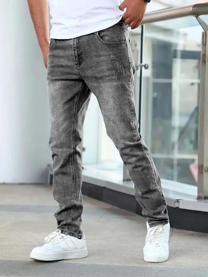 Jean extensible décontracté pour hommes, pantalon en Denim vieilli de Style de rue Chic, 1 pièce