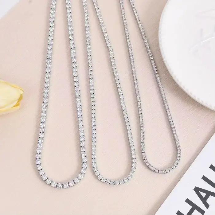 Collier en argent Sterling 925, chaîne en Zircon pour femmes, mode Simple, bijoux de fiançailles, de
