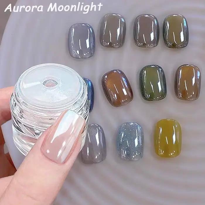1 pot placage Aurora Chrome poudre à ongles haute brillance clair de lune miroir Fine paillettes Pig