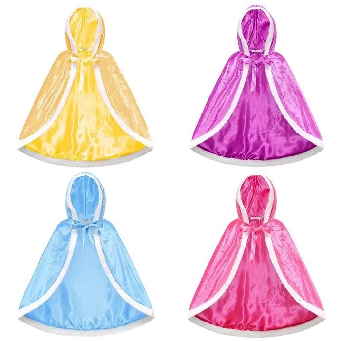 Cape de princesse à capuche solide pour filles, Cape d'hiver pour enfants, Costume de fête de noël,
