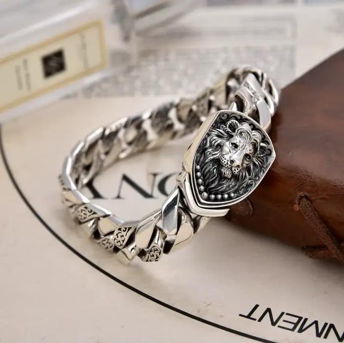 Bracelet en argent sterling S925, prix d'usine, dominateur, réservoir de lion, splendide, tendance,